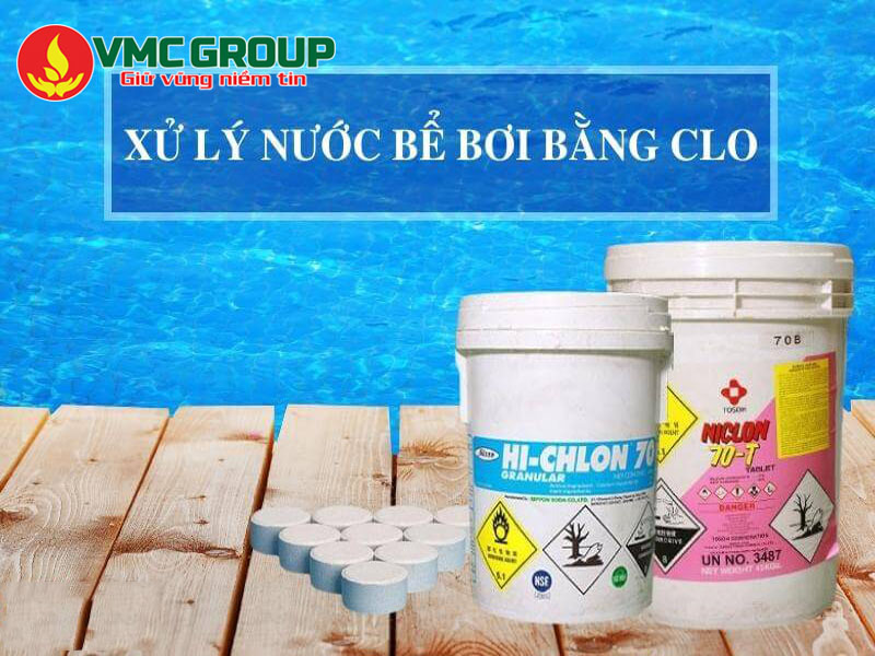 Chlorine- xử lý nước bể bơi bị đen do nhiễm Mangan